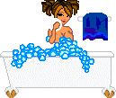 Девушка в ванной - анимационная картинка GIF. 