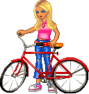 Девушка на велосипеде - анимационная картинка GIF. 
